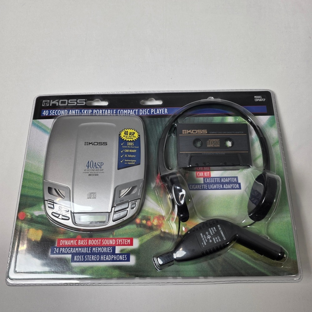Koss Portable CD Player with Car Kit and Head Phones CDP687CP New Sealed Vintage